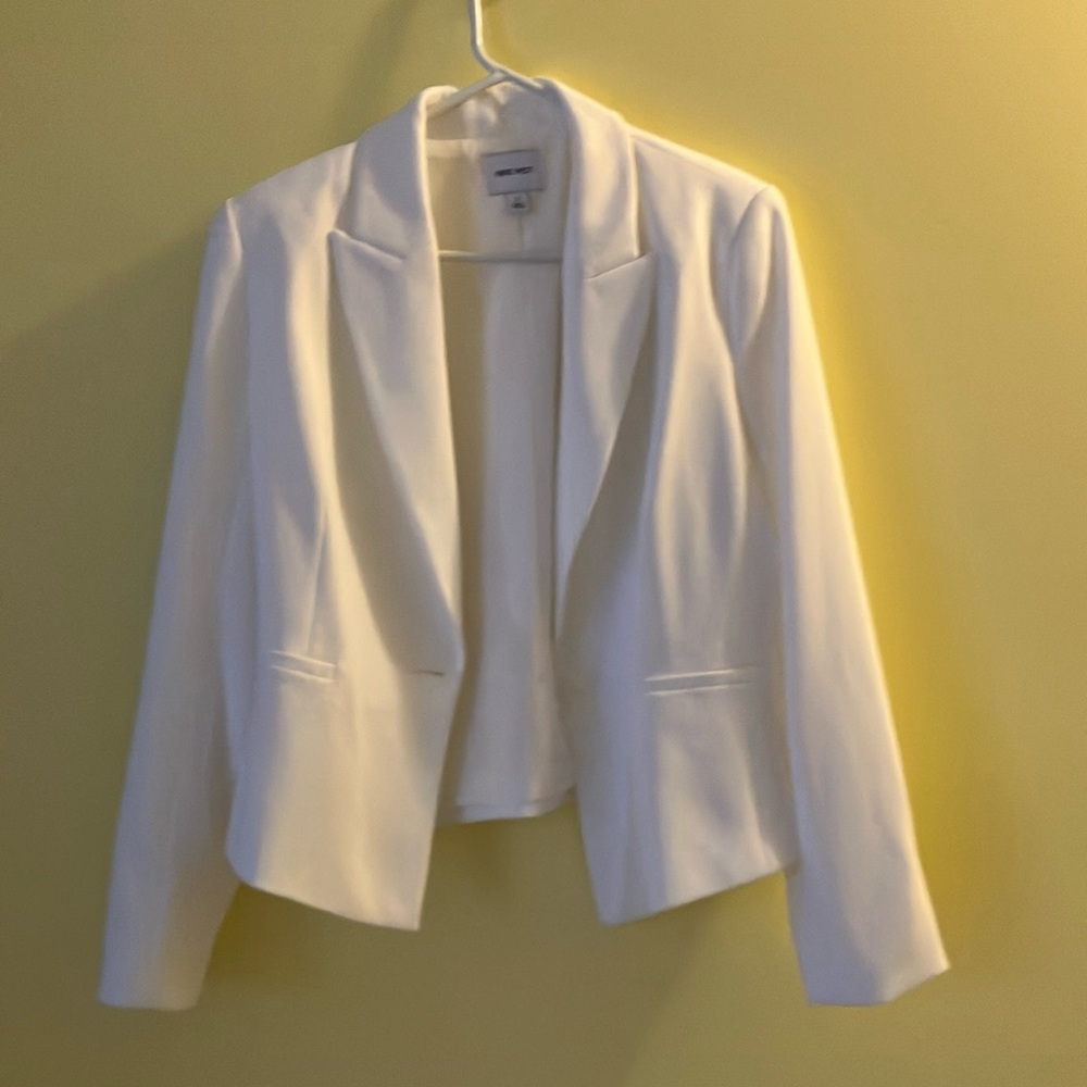 Nine West White Cropped Blazer Classic Lapel